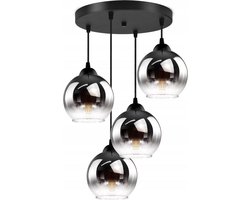 Hanglamp Industrieel voor Woonkamer, Eetkamer - Smoking Glas - 4-lichts - Smoke Glas - 4 bollen - Rookglas