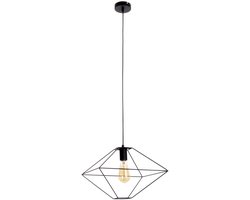 Hanglamp industriële eetkamerlamp hanglamp woonkamerlamp, zwart metaal, 1x E27, LxBxH 36x36x110 cm, Spotlight 1840104