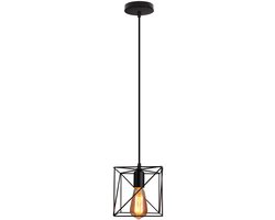 Hanglamp Industriële Vierkant E27 Kroonluchter Vintage voor Slaapkamer Woonkamer Gang Zwart