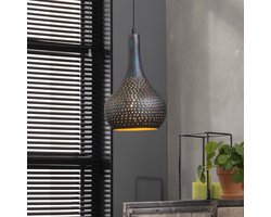 Hanglamp Judd 1-lamps, 25cm - Zwart / Bruin