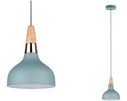 Hanglamp Juna E14 max. 20W Softgroen, Koper, Hout dimbaar Metaal, Hout