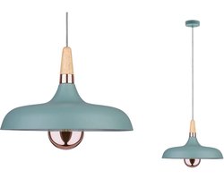 Hanglamp Juna E27 max. 20W Softgroen, Koper, Hout dimbaar Metaal, Hout