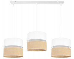 Hanglamp Jute 3-lichts, Boho Stijl, Beige/Wit, Verstelbaar