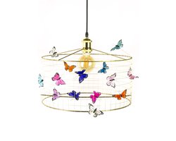 Hanglamp Kinderkamer met Vlinders-GOUD-Kinder hanglampen-Hanglamp kinderkamer goudkleurig-lamp met vlinders-vlinderlamp-Hanglamp Vlinders Goud-Ø40cm/LARGE