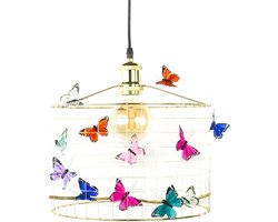 Hanglamp Kinderkamer met Vlinders-GOUD-Kinder hanglampen-Hanglamp kinderkamer goudkleurig-lamp met vlinders-vlinderlamp-lamp babykamer-lamp kinderkamer-lamp meisjeskamer-Ø30cm.