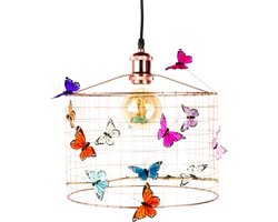 Hanglamp Kinderkamer met Vlinders-KOPER-Kinder hanglampen-Hanglamp kinderkamer koperkleurig-lamp met vlinders-vlinderlamp-lamp babykamer-lamp kinderkamer-lamp meisjeskamer-Ø30cm.