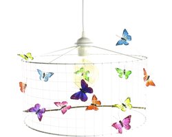 Hanglamp Kinderkamer met Vlinders-WIT NEON-Kinder hanglampen-Hanglamp kinderkamer wit-lamp met vlinders-vlinderlamp-Hanglamp Vlinders Multi Color-Ø40cm/LARGE