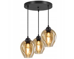 Hanglamp Kroonluchter Plafond 3 Amber Glazen Kapjes LED