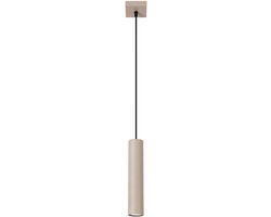 Hanglamp LAGOS 1 met slanke cilindrische kap - Sollux Lighting - IP20 - Taupe staal behuizing - 8 x 8 x 100 cm - 1 x GU10 LED, exclusief lichtbron - Max. 10 W - Moderne hanglamp voor gang, hal en woonkamer