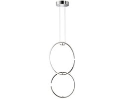 Hanglamp LED hanglamp eettafel lamp plafondlamp woonkamer, ring design chroom, 17W 1650lm 4000K, LxBxH 45x21x230 cm Wofi 6989.02.01.0500