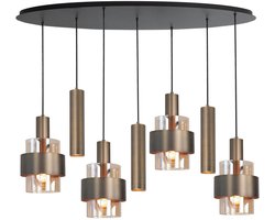 Hanglamp Marrone Brons/Amber Ovaal 7-lichts