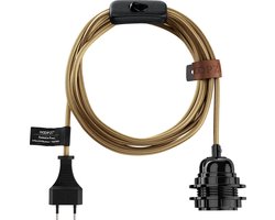 Hanglamp met 4,5M Stoffen Snoer en E27 Fitting - Zonder Boren Installeren