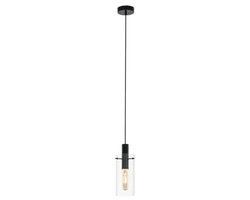 Hanglamp met E27-fitting - Zwart metalen en helder glazen eettafellamp voor woonkamer