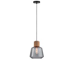 Hanglamp met Rookglas en Kurk voor E27 Lampen - Max. 1x20W Plafondlamp