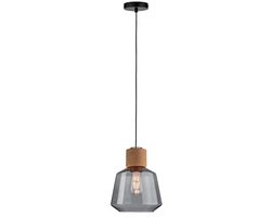 Hanglamp met Rookglas en Kurk voor E27 Lampen - Max. 1x20W Plafondlamp