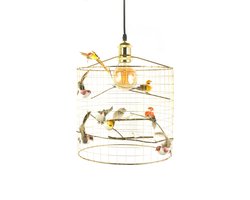 Hanglamp met vogeltjes-Goud-Landelijk-Kinderkamer-Slaapkamer-Woonkamer-Ø30 cm.