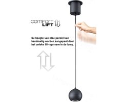 Hanglamp Miami Zwart Ø 10cm Incl. Easy-lift Katrol Systeem