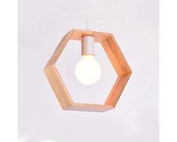 Hanglamp Modern Houten Plafondlamp - Klassiek Verlichtingsarmatuur - E26 / E27-Voet - Zeshoekige Vorm