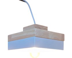 Hanglamp Modern Wit vierkant me hout 18 cm - Scaldare Scilla