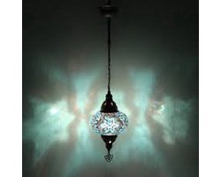 Hanglamp Mozaïek Lamp Oosterse Turkse Marokkaanse Lamp Ø 13 cm Hoogte 53 cm Handgemaakt Blauw