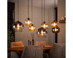 Hanglamp Multi Globe Artic Zwart 4+3 Lichts 130cm