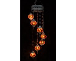 Hanglamp multicolour bruin glas mozaïek Oosterse lamp kroonluchter Crèmewit 7 bollen