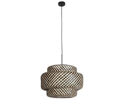 Hanglamp Nox Light 4478ZW - Verstelbaar in hoogte, bamboe kap 53 cm, zwart metaal - Steinhauer
