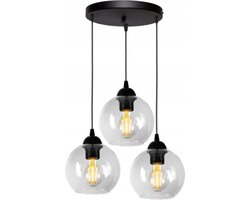 Hanglamp - Plafondlamp Industrieel 3-Lamps Helder Bol Zwart Woonkamer