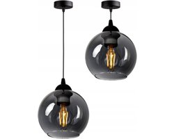 Hanglamp - Plafondlamp Industrieel Enkel Smoke Bol Zwart Woonkamer