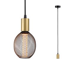 Hanglamp Ravi IP44 E27 max. 60W Zwart mat, Goud dimbaar