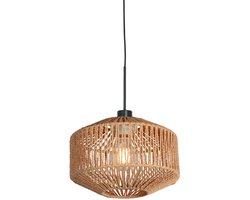 Hanglamp Ropex 4481ZW - Hoogte instelbaar - Crème touw met metalen elementen - Anne Light Home - 24 cm diameter, 16 cm hoogte
