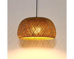 Hanglamp-Rotan Hanglamp-Boho-E27 Hardwired-Plafond Hanglamp-Bamboe Rieten-Kroonluchter-Keukeneiland-Eetkamer-Woonkamer