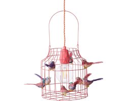 Hanglamp roze babykamer | meisjeskamer | pastelroze vogeltjes nét echt!