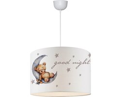 Hanglamp Rugby E27 wit met knuffelbeer motief