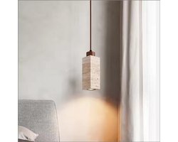 Hanglamp Steen & Notenhout_ travertine steen