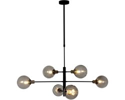 Hanglamp Steinhauer Constellation 2709ZW Zwart Glas Metaal Draaibaar en Uitschuifbaar 105-135 cm Binnen