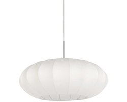 Hanglamp Steinhauer Luma-Nola 3808ST met staal en textiel, hoogte instelbaar, wit zijden kap van 60cm, trendy design voor binnengebruik
