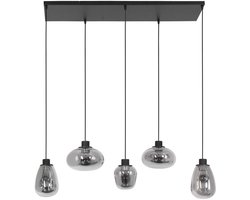 Hanglamp Steinhauer Reflexion 3078ZW Zwart 100cm Breed, Glas en Metaal, In Hoogte Verstelbaar, Voor BinnenGebruik