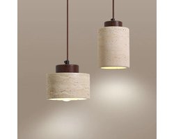 Hanglamp - Travertin - Steen Look - Japandi - Modern - Beige - Bruin - 10x12cm