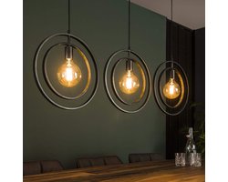 Hanglamp Turn around | 130 cm | 3 lichts | charcoal | eettafel lamp | eetkamer / woonkamer | landelijk / modern / design
