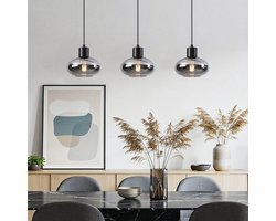 Hanglamp Vere met smoke glas, 3-lichts