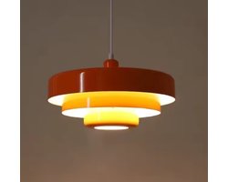 Hanglamp Vintage Oranje - Zwart snoer - Retro Taartvorm - Metaal - Moderne uitstraling - exclusief LED lamp