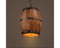 Hanglamp Vintage wijnvat houten wijn vat wijn tonnetje verlichting Cafe Bar horeca licht lamp woonkamer eetkamer keuken hotel inrichting