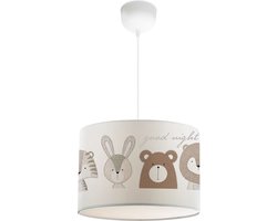 Hanglamp voor kinderen 21x28 cm E27 wit met dierenmotief