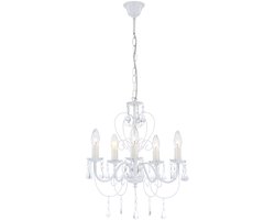 Hanglamp wit kristallen lamp kroonluchter woonkamer licht plafondlamp hanglamp, 5-vlam, 5x E14, DxH 44x129 cm