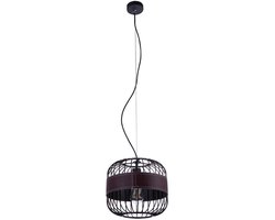 Hanglamp zwart 'Tuno' E27 fitting draadlamp metaal leer 300mm
