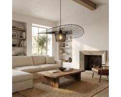 Hanglamp Zwarte Hoed - Plafondlamp Metaal - Sfeerverlichting Creëren - Frans Elegant Design - Ø80cm - Zwart