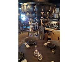 Hanglamp| zwartmetaal| schijfjeslamp| diam. 40 cm