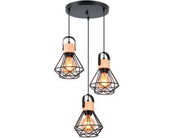 Hanglampen Industrieel Slaapkamer 3 Lichts Plafondlamp E27 Hanglamp voor Binnen Woonkamer Zwart