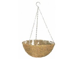 Hangmand - GARDEN ID Rustiek - 35 cm - kunststof schaal (binnen/buiten) - Rustieke rieten stijl - Gemakkelijk op te hangen.